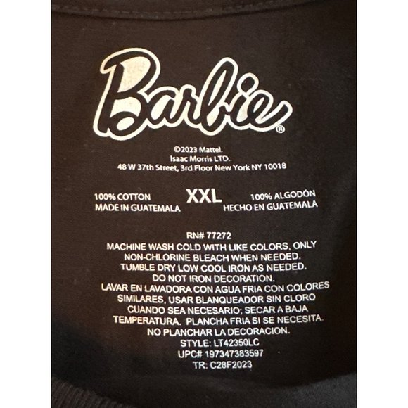 Barbie Mattel Women's XXL Black Graphic Short Sleeve Tee T-shirt Barbie - Picture 10 of 10